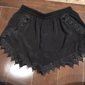 black silk shorts